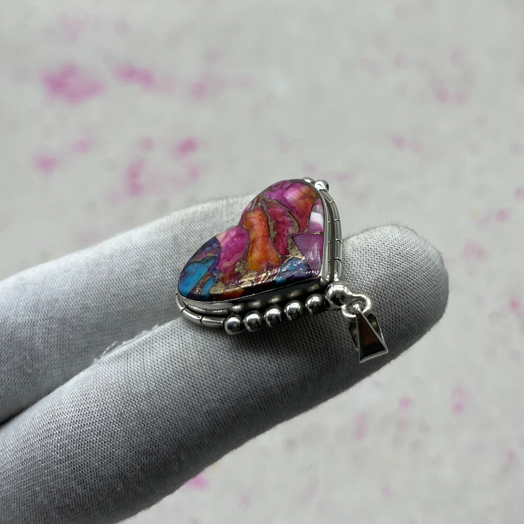 Pink Dahlia Stone 925 Sterling Silver Handmade Pendant | Handmade Artistic Jewelry