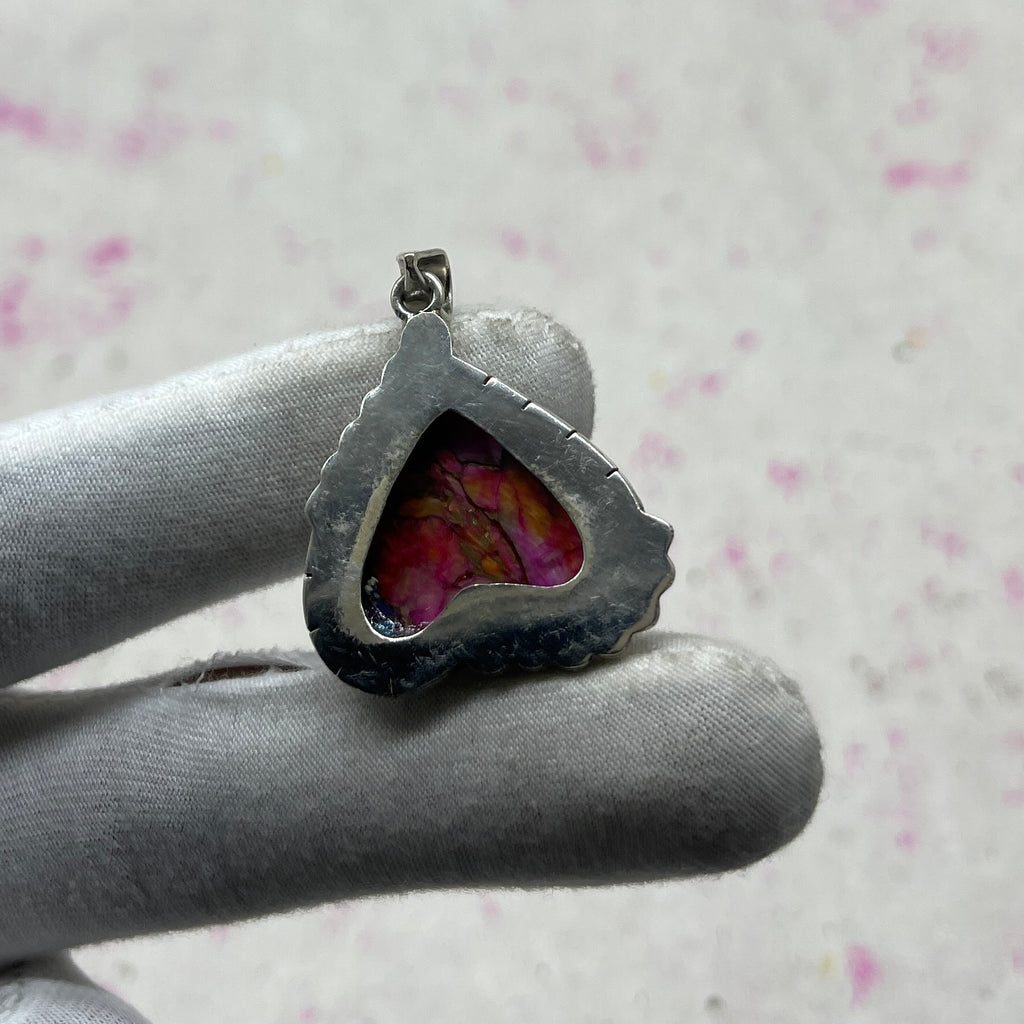 Pink Dahlia Stone 925 Sterling Silver Handmade Pendant | Handmade Artistic Jewelry