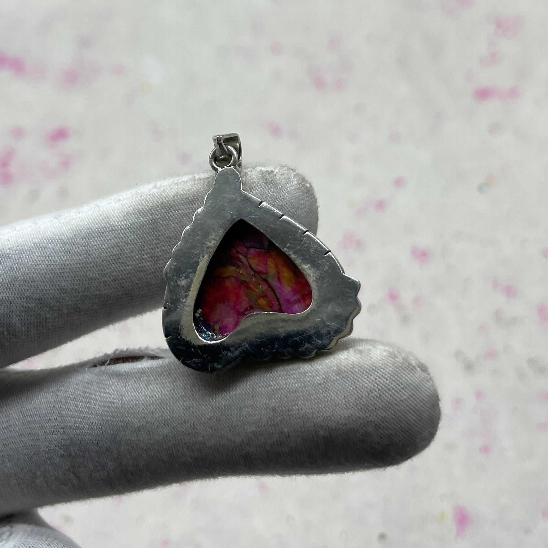 Pink Dahlia Stone 925 Sterling Silver Handmade Pendant | Handmade Artistic Jewelry