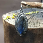 Marquise Blue Flash Labradorite 925 Silver Designer Pendant
