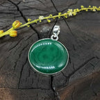 925 Silver Natural Round Malachite Cabochon Pendant