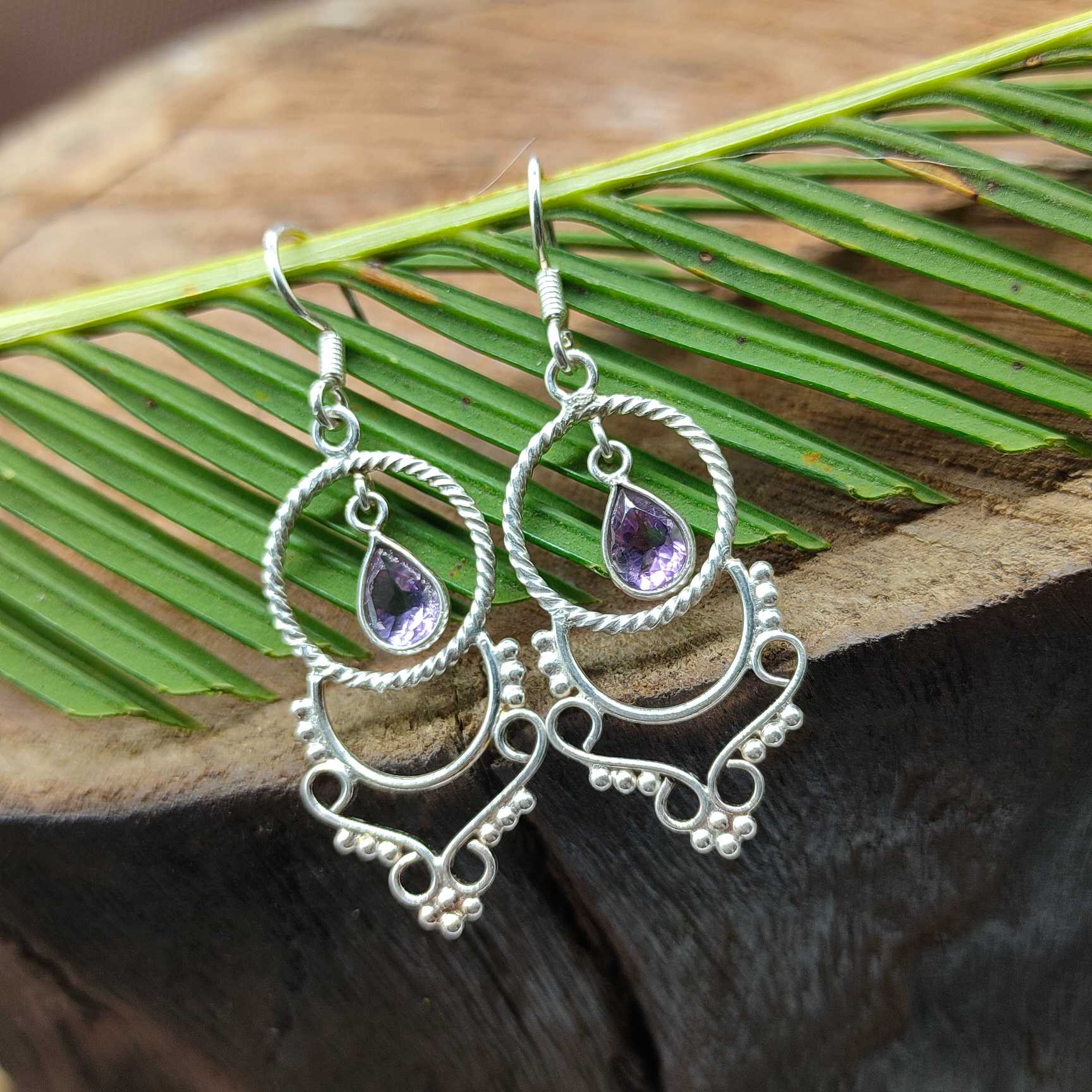 Amethyst Dangle Earring in 925 Silver