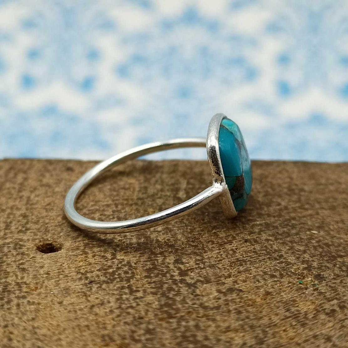 Blue Mohave Turquoise 925 Sterling Silver Minimalist Midi Ring