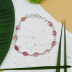925 Sterling Silver Handmade Bezel Oval Tourmaline Bracelets