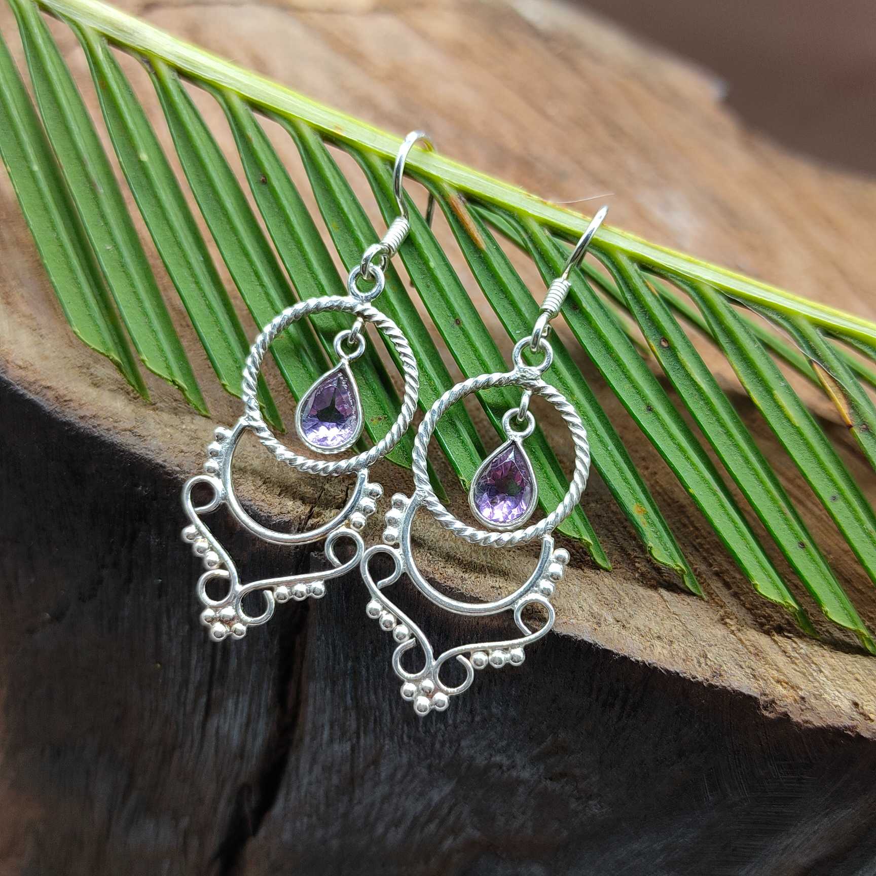 Amethyst Dangle Earring in 925 Silver