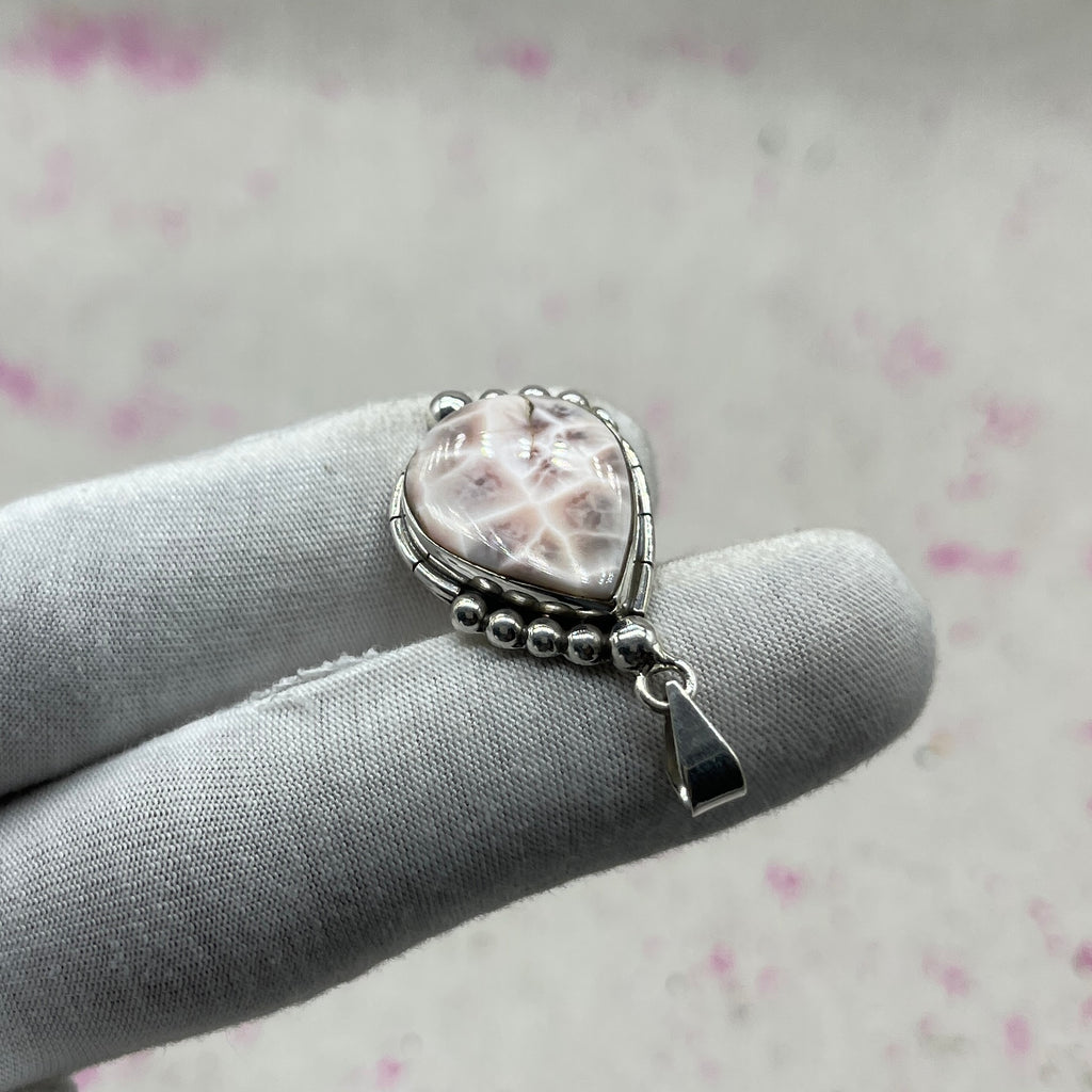Pink Larimar 925 Sterling Silver Handmade Pendant | Feminine Bohemian Pendant