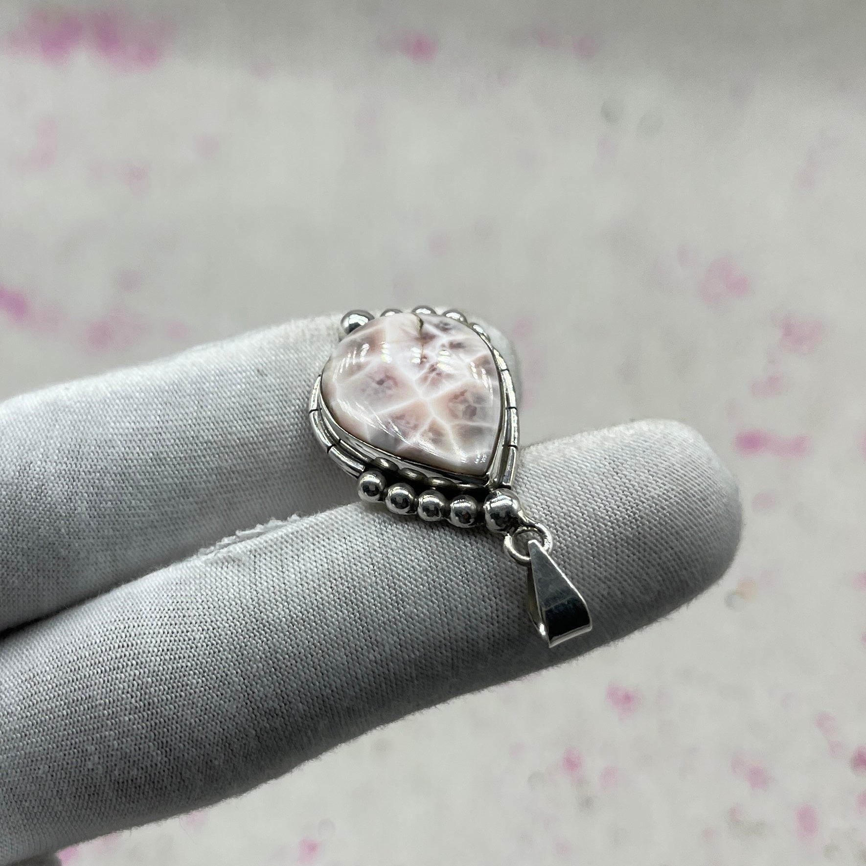 Pink Larimar 925 Sterling Silver Handmade Pendant | Feminine Bohemian Pendant