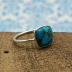 Blue Mohave Turquoise 925 Sterling Silver Minimalist Midi Ring