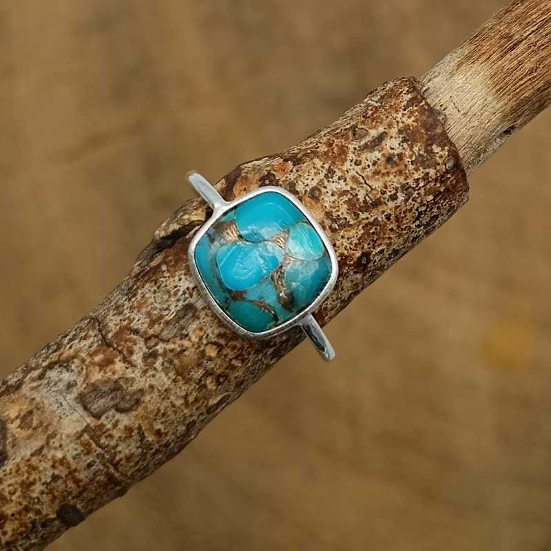 Blue Mohave Turquoise 925 Sterling Silver Minimalist Midi Ring