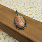 Rhodochrosite Pendant in 925 Sterling Silver – Natural Pink Gemstone Handmade Elegant Jewelry
