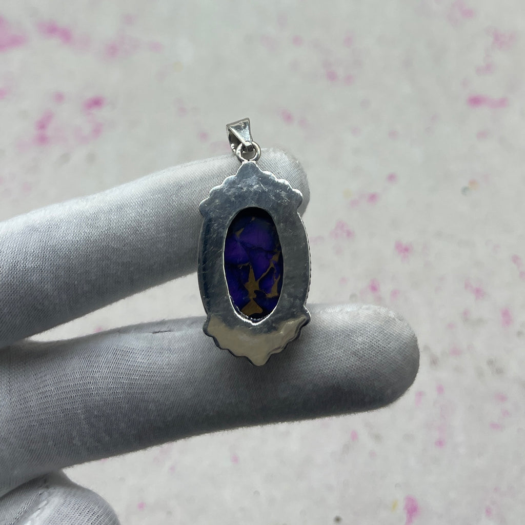 Purple Dahlia Turquoise 925 Sterling Silver Pendant – Designer Festival Pendant