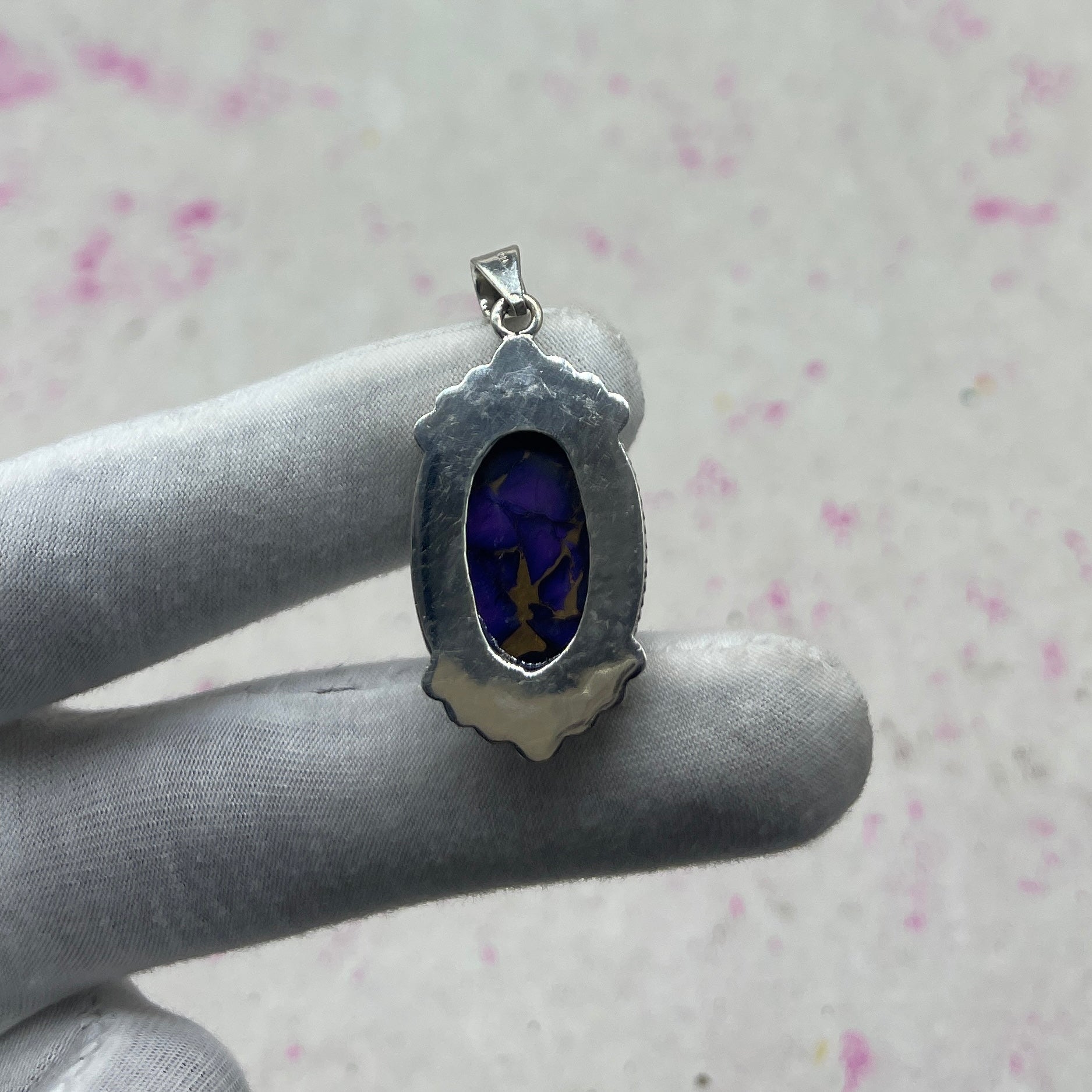 Purple Dahlia Turquoise 925 Sterling Silver Pendant – Designer Festival Pendant