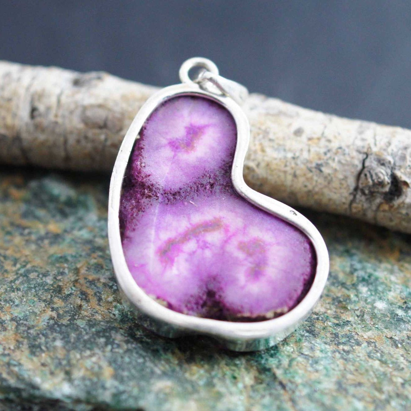 Purple Druzy Handmade Pendant 925 Silver Wholesale Indian Artisan