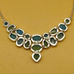 Aqua Chalcedony 925 Silver Boho Necklace Handmade Gift