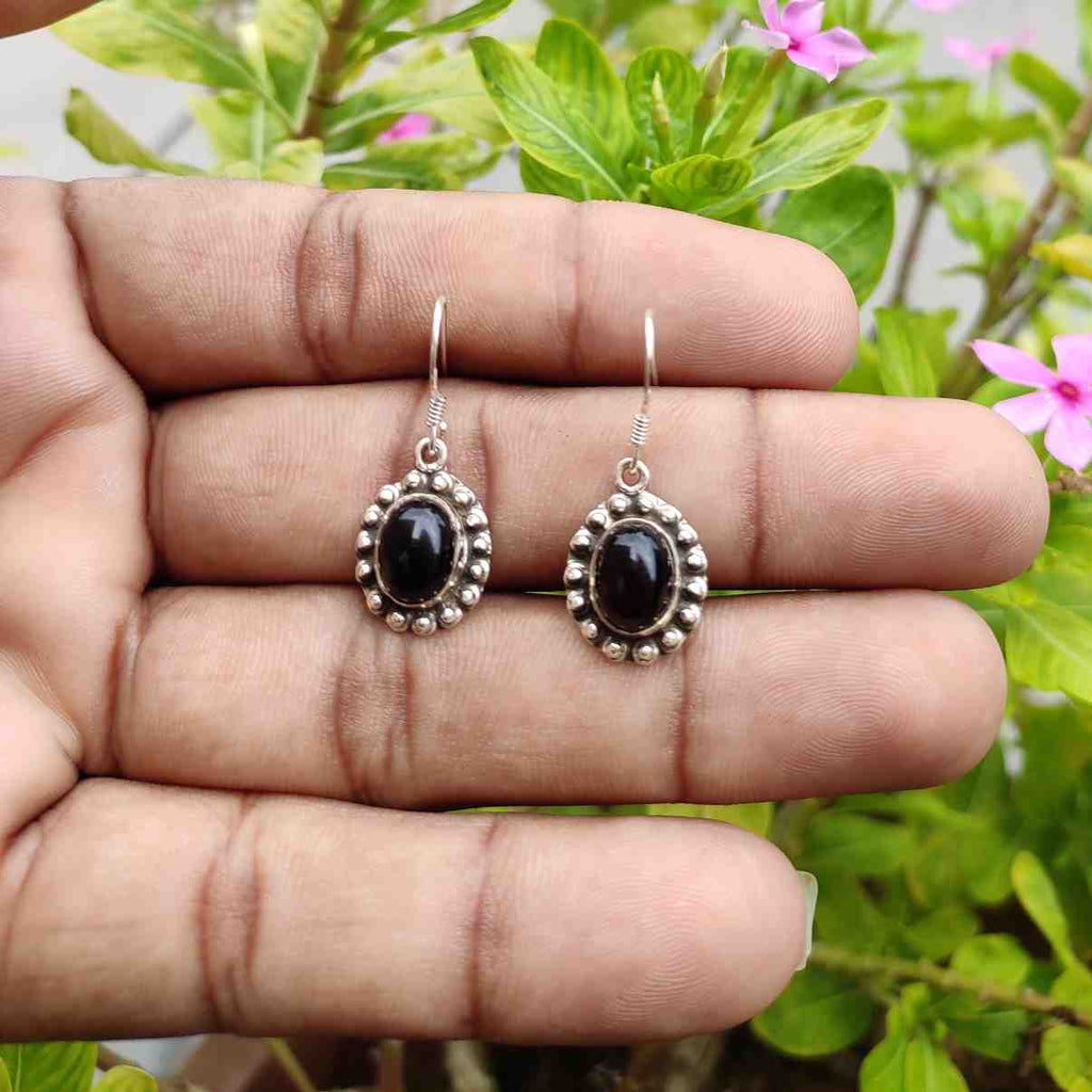 Handmade 925 Silver Oval Gemstone Earrings