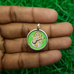 Goddess Saraswati Hand-Painted Pendant in 925 Sterling Silver – Wisdom & Art Jewelry