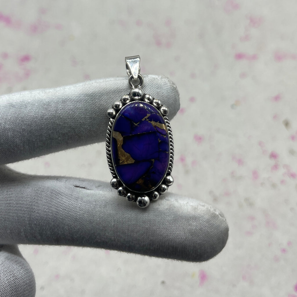 Purple Dahlia Turquoise 925 Sterling Silver Pendant – Designer Festival Pendant
