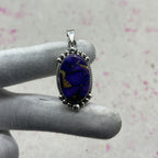 Purple Dahlia Turquoise 925 Sterling Silver Pendant – Designer Festival Pendant