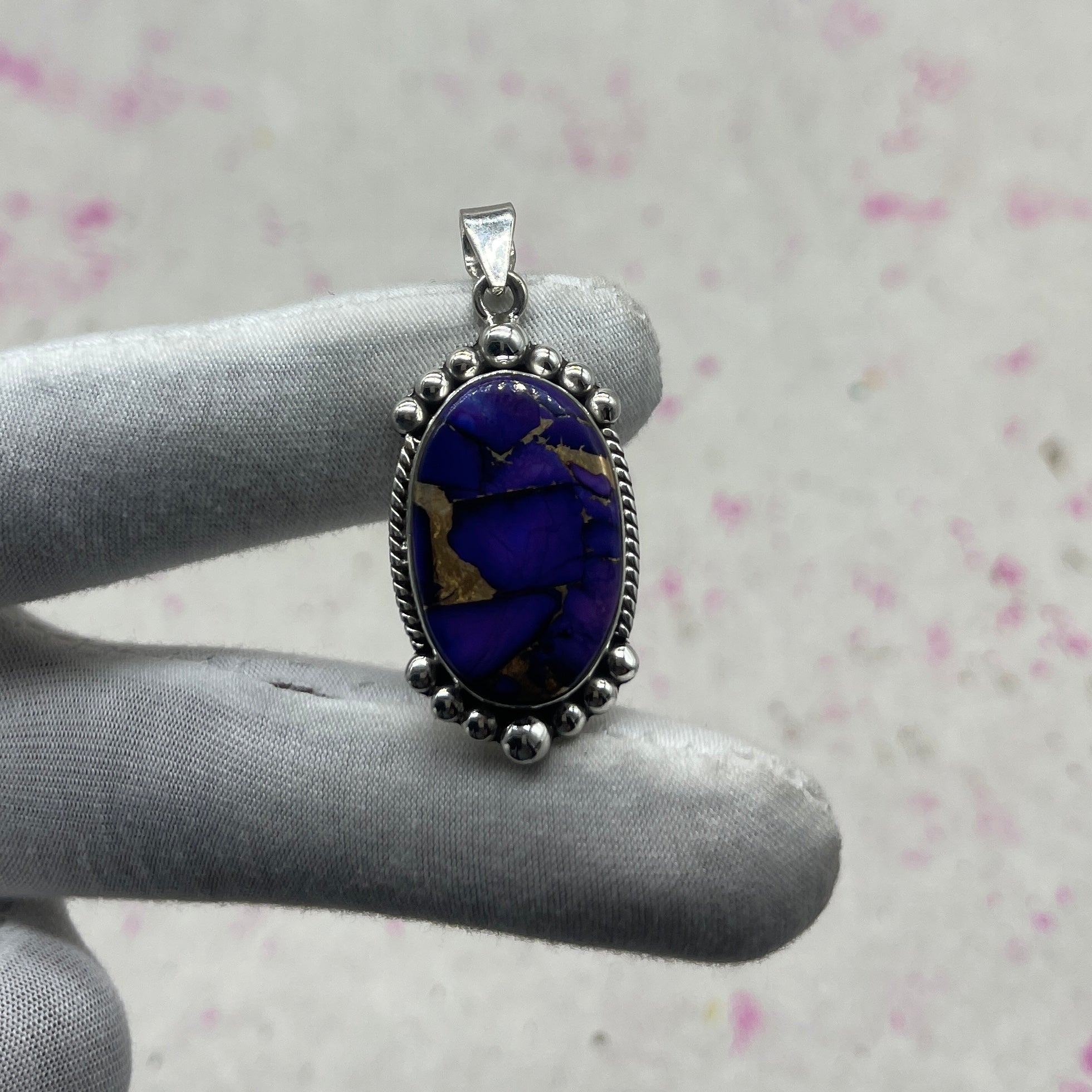 Purple Dahlia Turquoise 925 Sterling Silver Pendant – Designer Festival Pendant