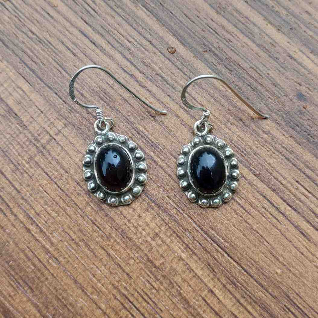 Handmade 925 Silver Oval Gemstone Earrings