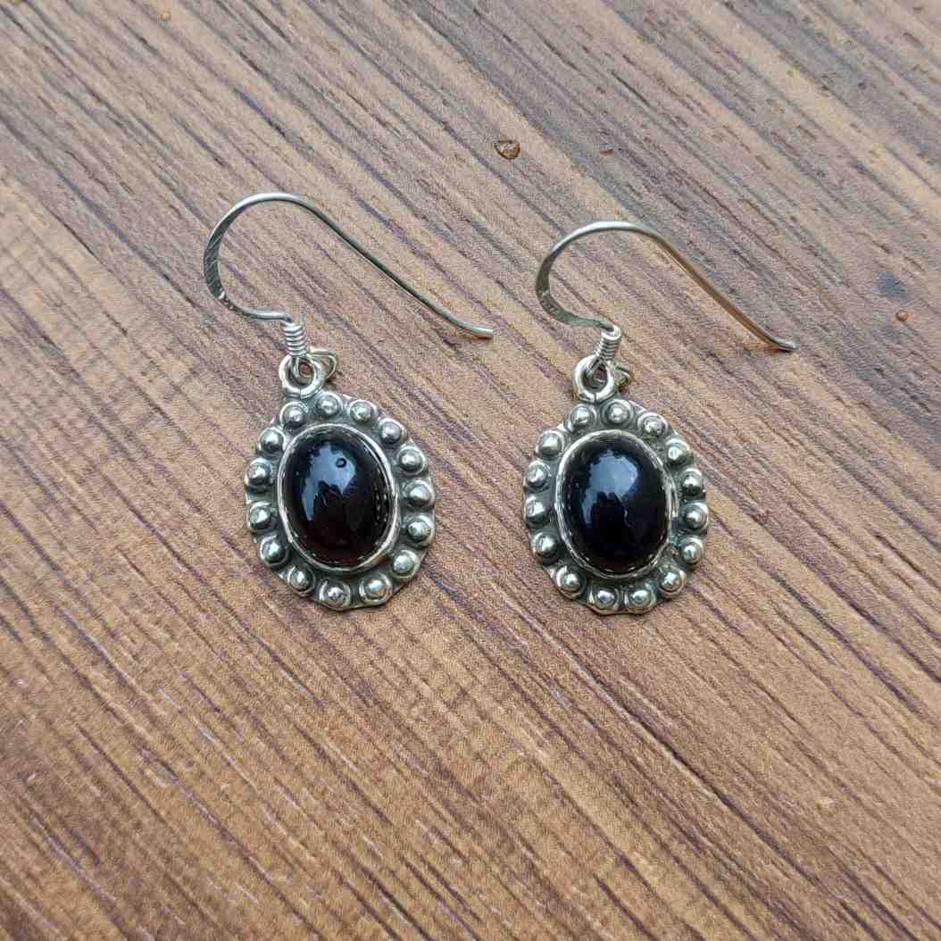 Handmade 925 Silver Oval Gemstone Earrings