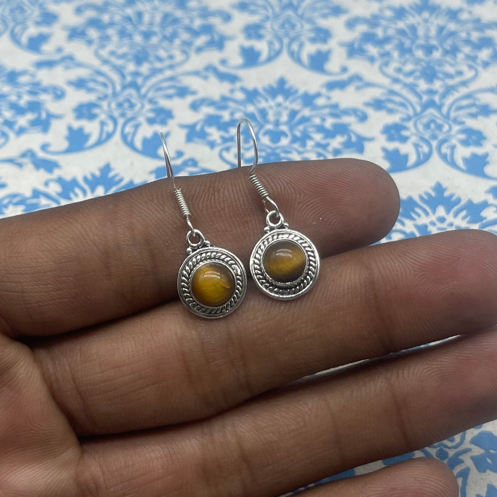 High Quality Tiger Eye Earrings – Handmade 925 Sterling Silver