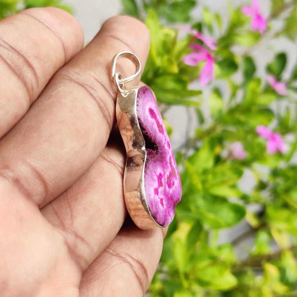 Purple Druzy Handmade Pendant 925 Silver Wholesale Indian Artisan