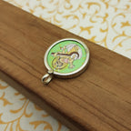 Goddess Saraswati Hand-Painted Pendant in 925 Sterling Silver – Wisdom & Art Jewelry