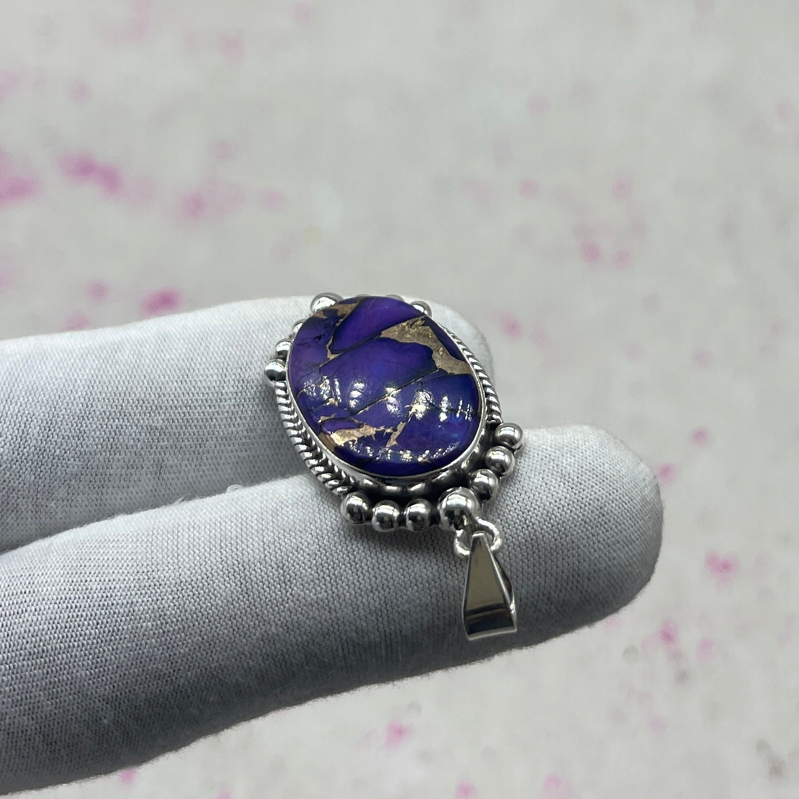 Purple Dahlia Turquoise 925 Sterling Silver Pendant – Designer Festival Pendant