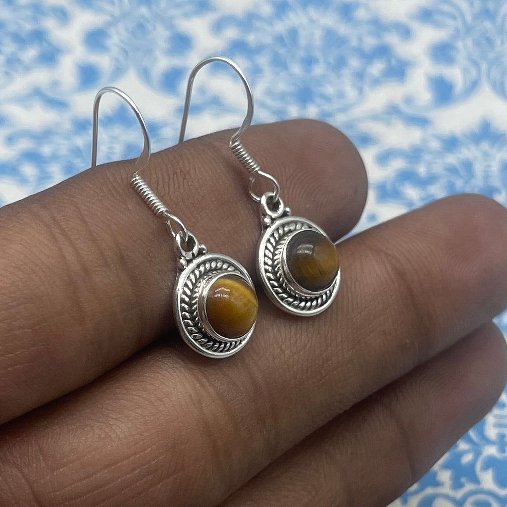High Quality Tiger Eye Earrings – Handmade 925 Sterling Silver