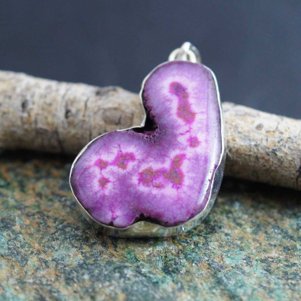 Purple Druzy Handmade Pendant 925 Silver Wholesale Indian Artisan