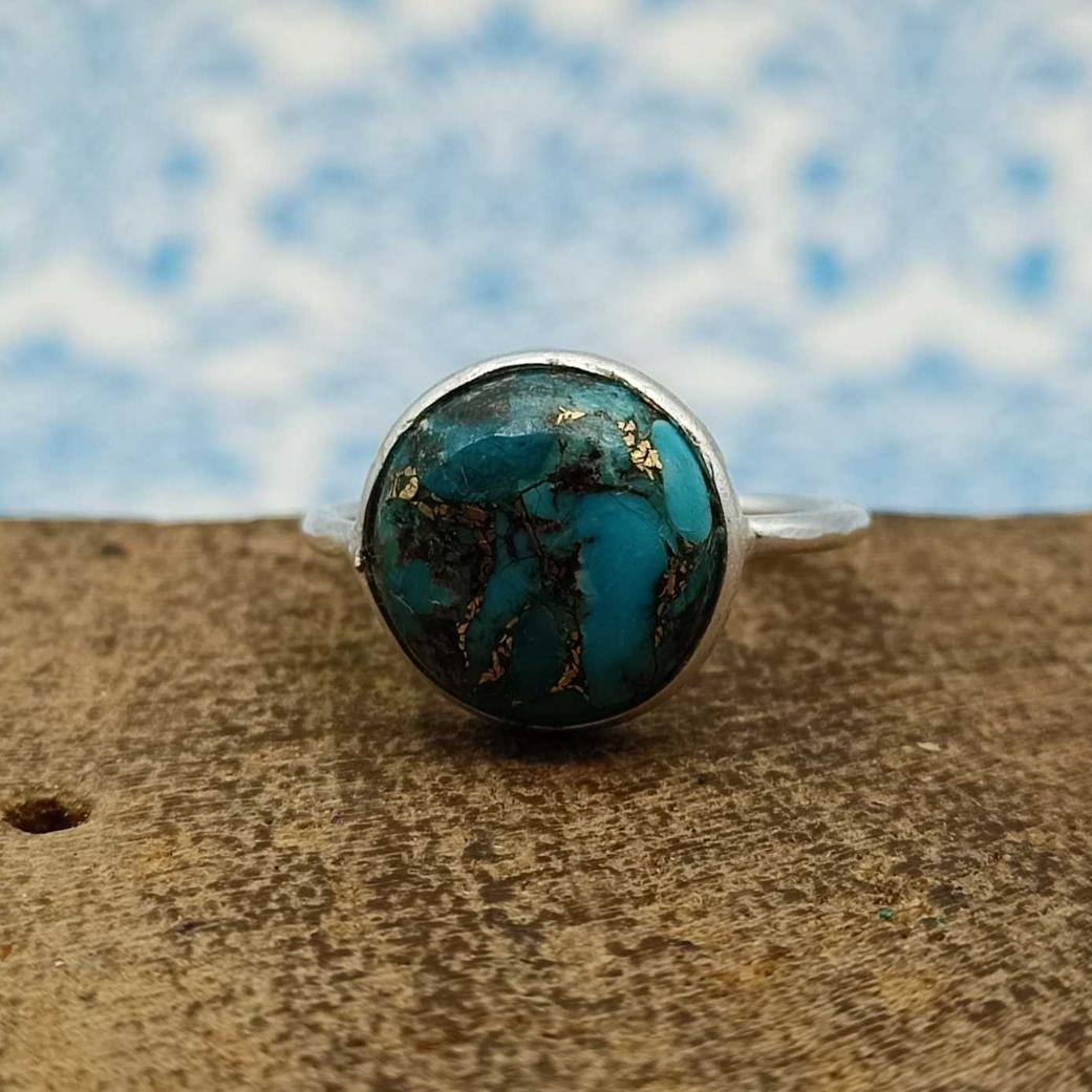 Blue Mohave Turquoise 925 Sterling Silver Gift Ring For Girls