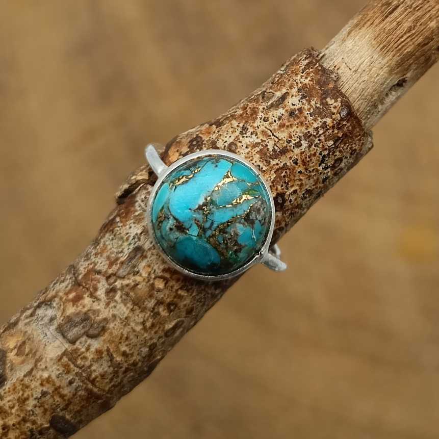 Blue Mohave Turquoise 925 Sterling Silver Gift Ring For Girls