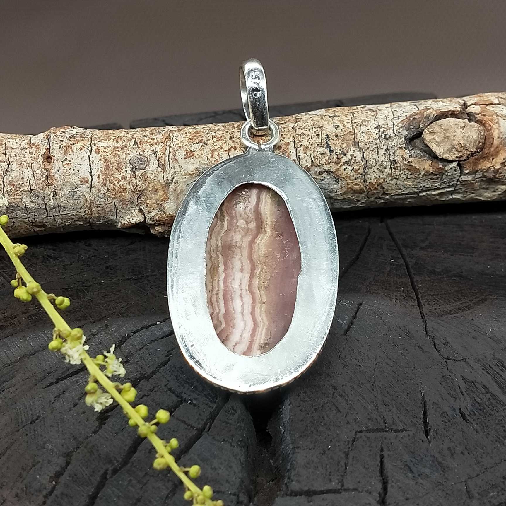 Oval Rhodochrosite 925 Silver Pendant Artisan Necklace Wholesale