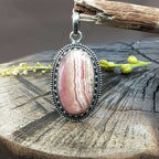 Oval Rhodochrosite 925 Silver Pendant Artisan Necklace Wholesale