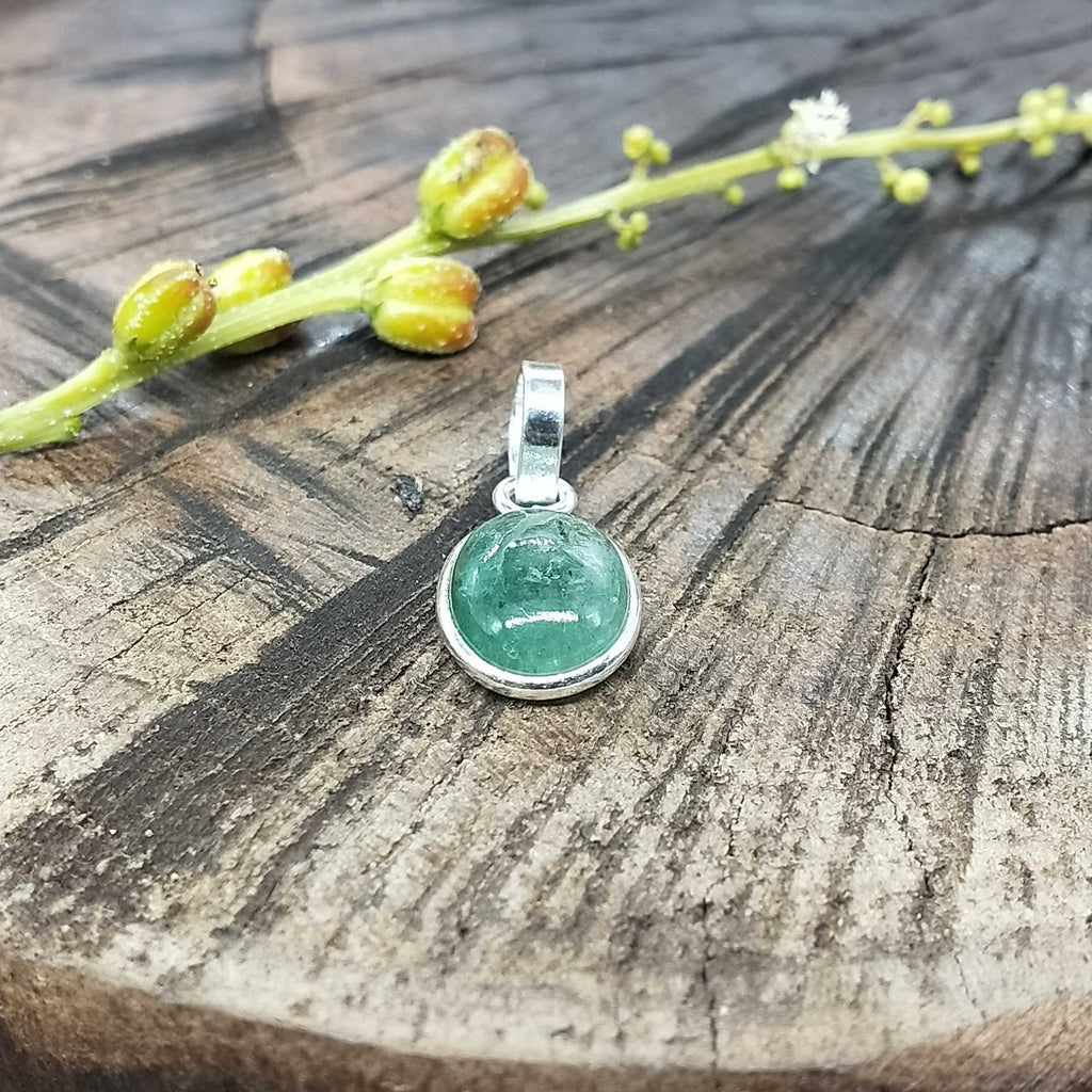 Natural Emerald Bezel 925 Silver Boho Artisan Pendant Handmade