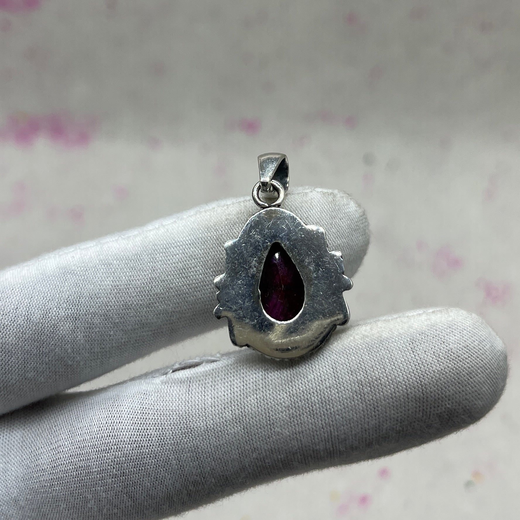 Dyed Ruby 925 Sterling Silver Handmade Pendant | Artisan Silver Pendant