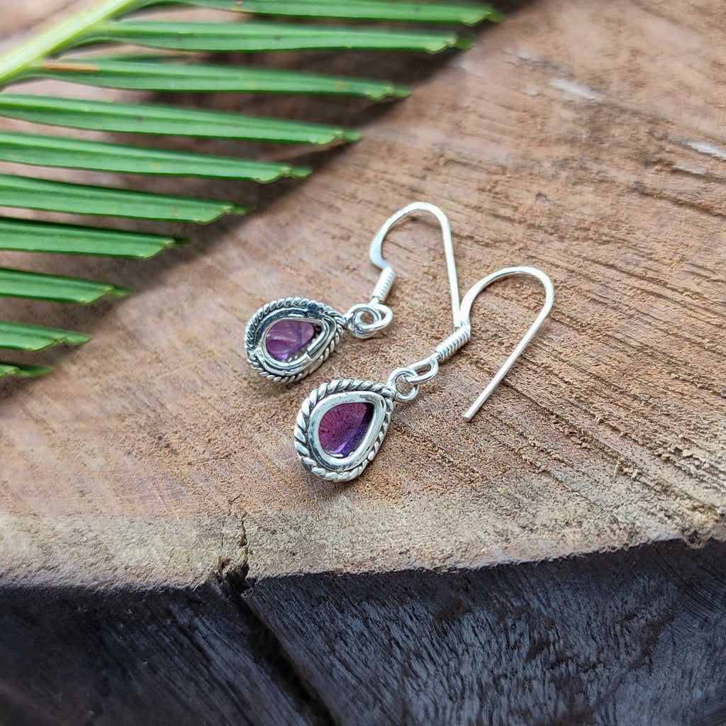 Handmade Amethyst Drop Shape Earrings for Women