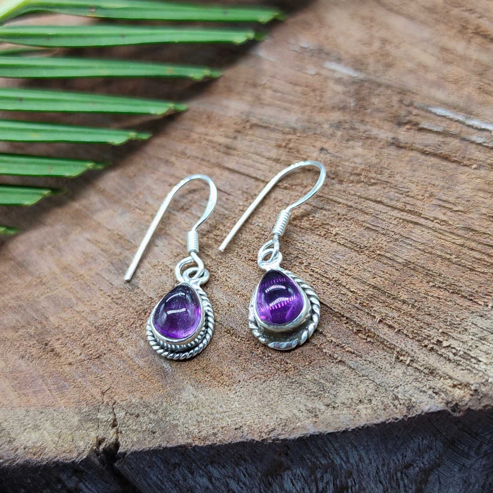 Handmade Amethyst Drop Shape Earrings for Women