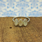 Minimal Triple Stone Rainbow Moonstone 925 Silver Ring Gift