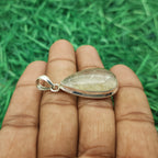 Rutilated Quartz Pendant in 925 Sterling Silver – Natural Golden Rutile Gemstone Statement Jewelry