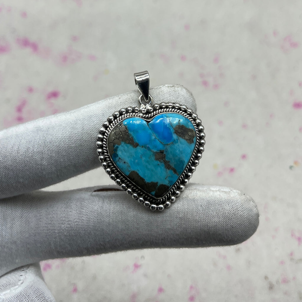Blue Mohave Turquoise 925 Sterling Silver Handmade Pendant | Vintage Tribal Jewelry