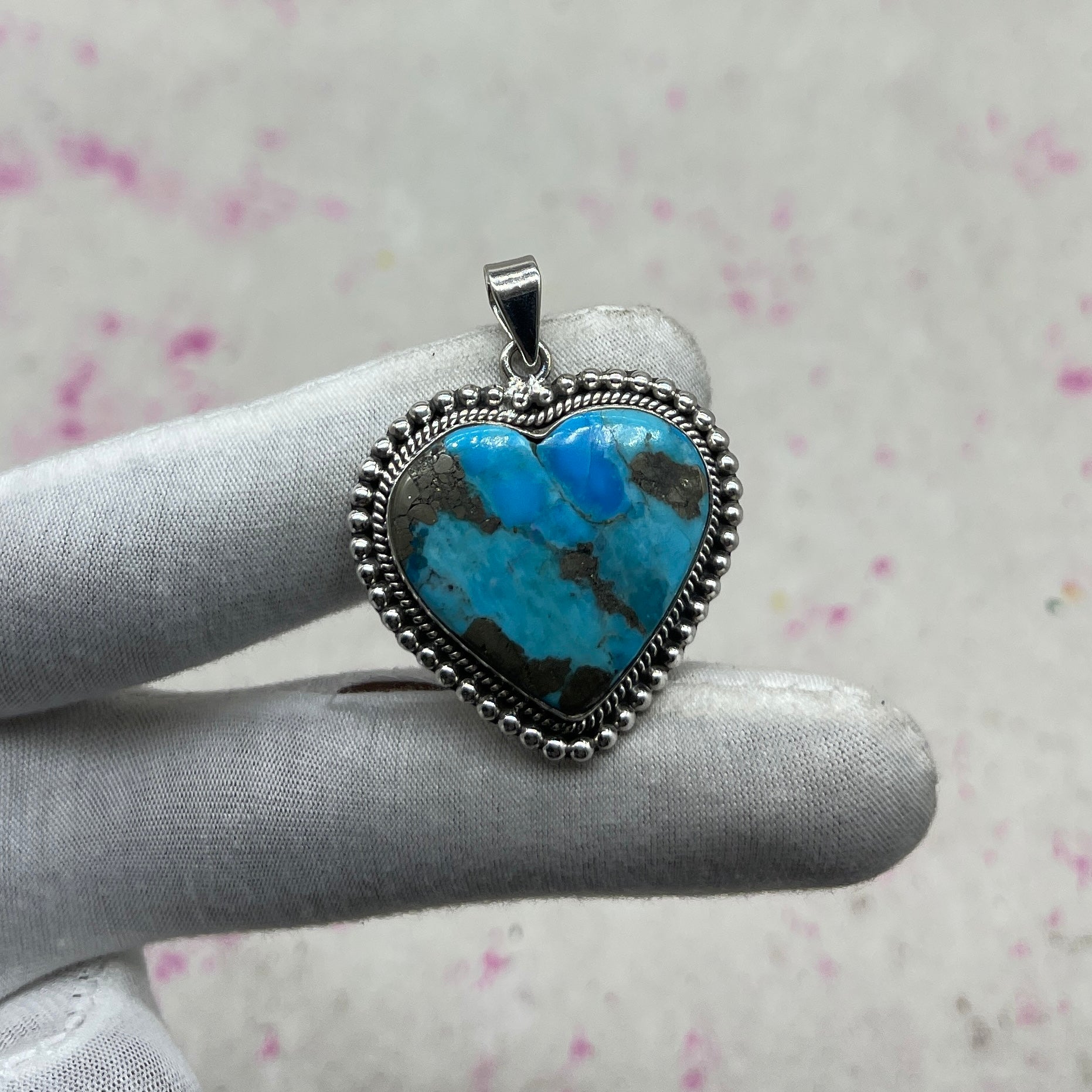 Blue Mohave Turquoise 925 Sterling Silver Handmade Pendant | Vintage Tribal Jewelry