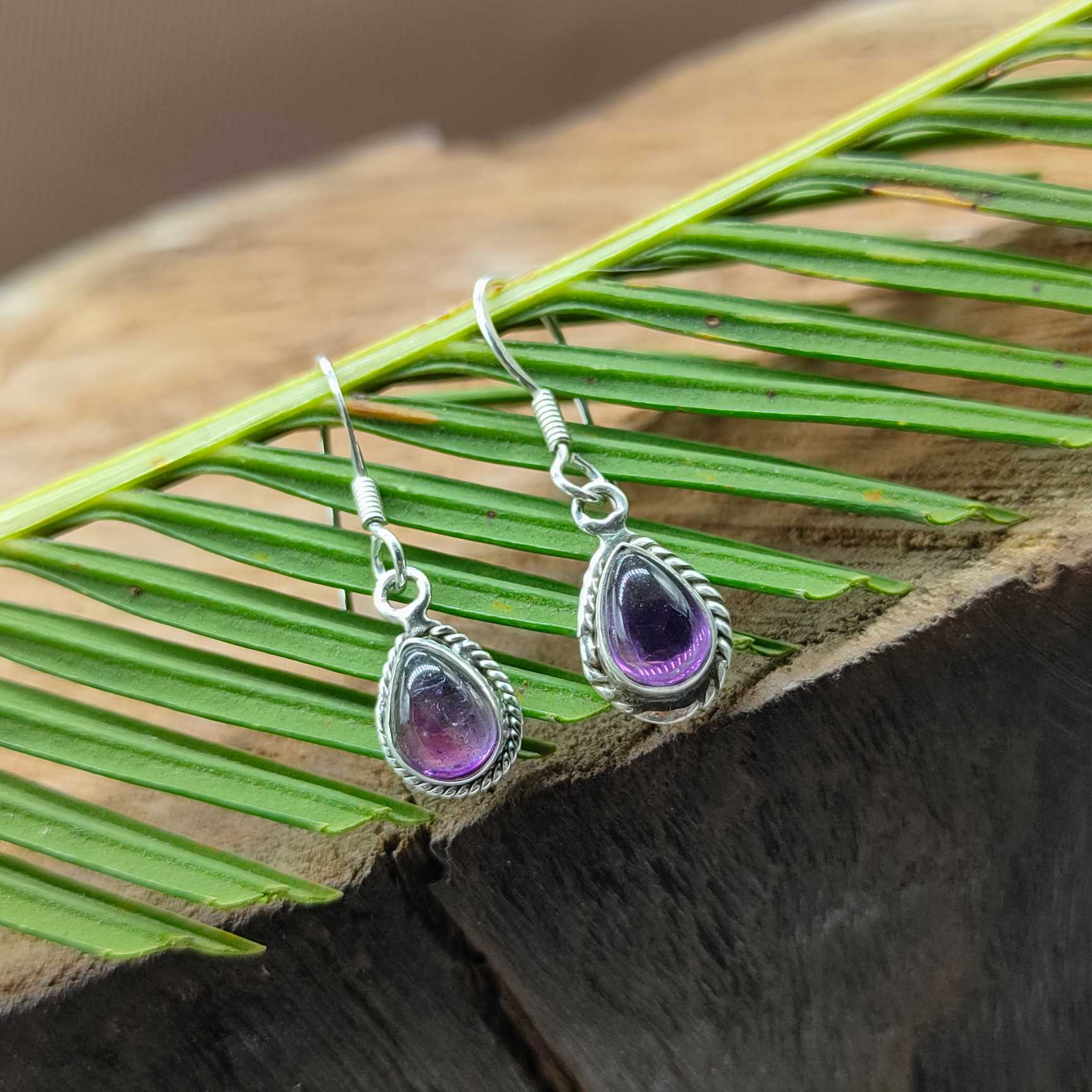 Handmade Amethyst Drop Shape Earrings for Women