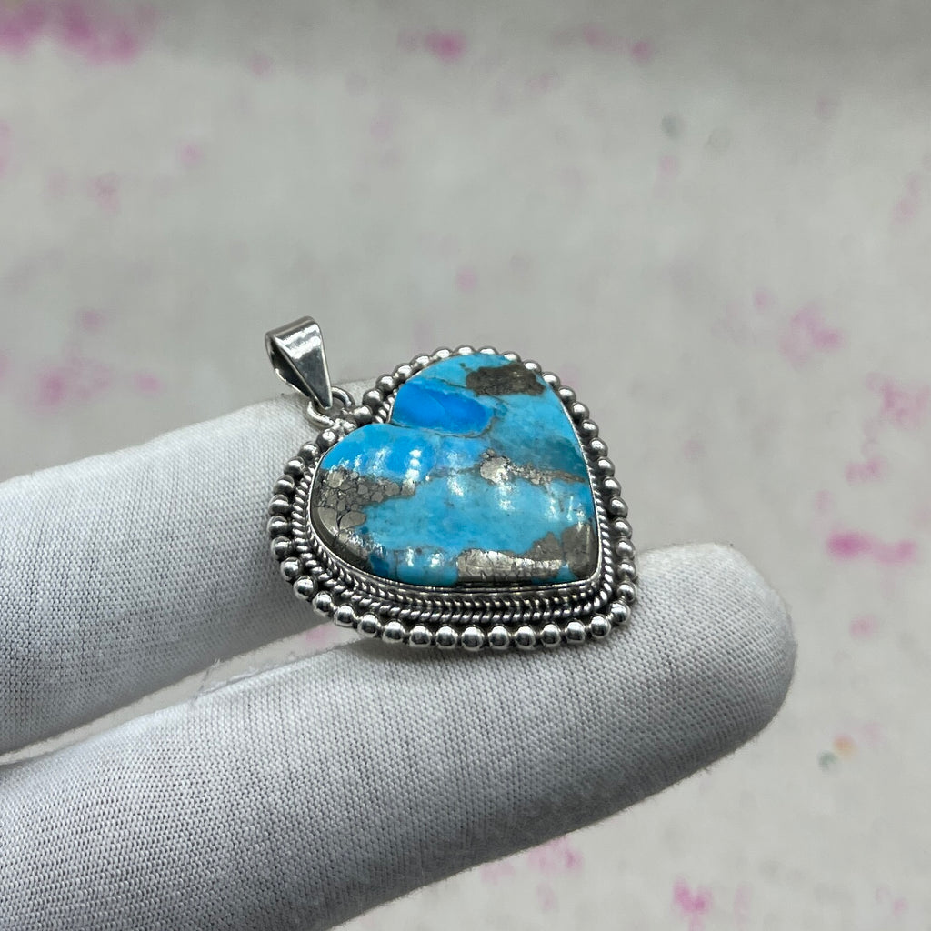 Blue Mohave Turquoise 925 Sterling Silver Handmade Pendant | Vintage Tribal Jewelry