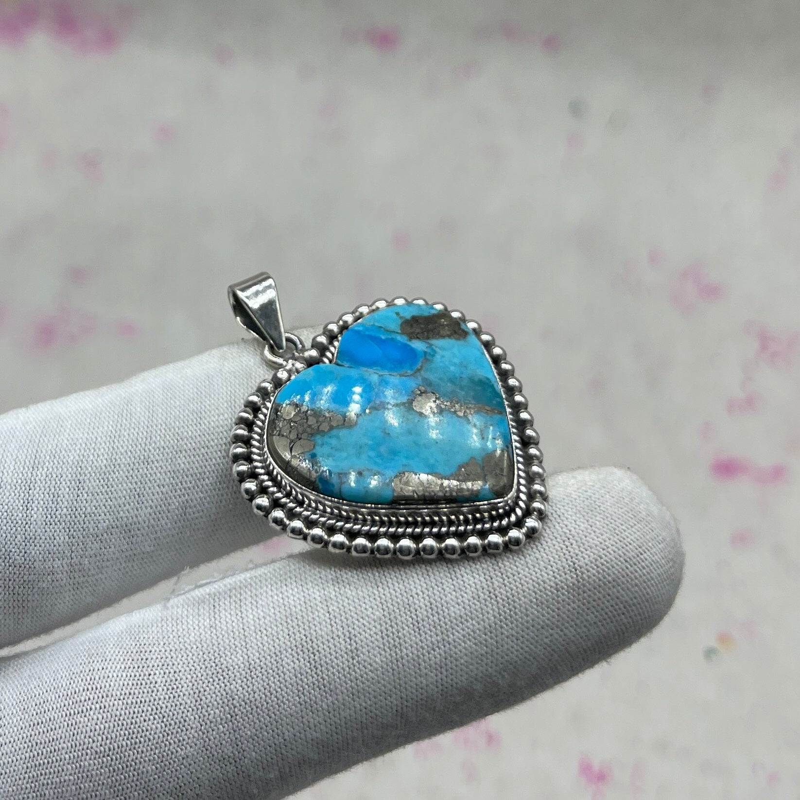 Blue Mohave Turquoise 925 Sterling Silver Handmade Pendant | Vintage Tribal Jewelry