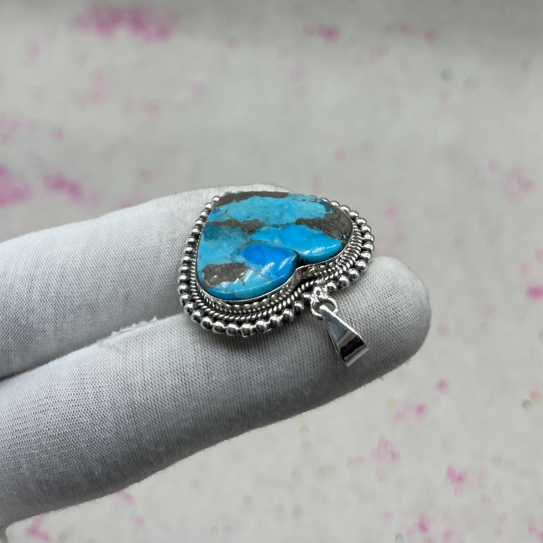 Blue Mohave Turquoise 925 Sterling Silver Handmade Pendant | Vintage Tribal Jewelry