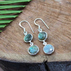 Boho Chic Rainbow Labradorite Statement Earrings