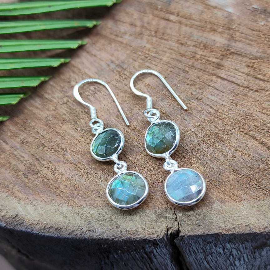 Boho Chic Rainbow Labradorite Statement Earrings