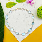 Handmade Sterling Silver 925 Blue Topaz Multi Shape Bracelet